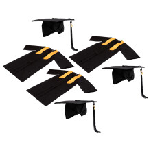 9Pcs Black Yellow Graduation Gown and Tassel Set for Kids