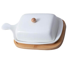 2Pcs Ceramic Butter Dish with Lid White for Dining