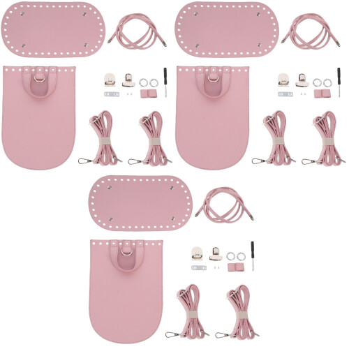 3Sets Pink DIY Backpack Kit Premium PU & Rattan Bag Making 2