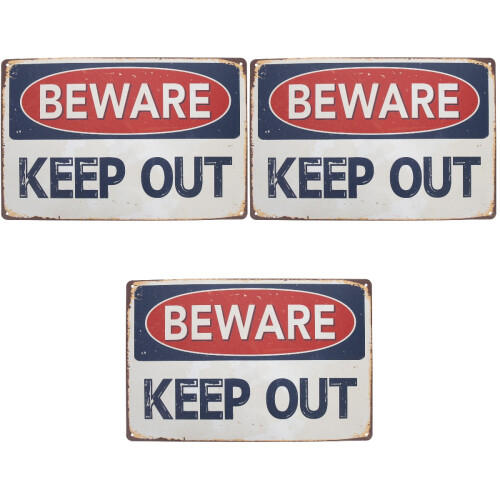 3Pcs Assorted Garden Warning Signs Durable Iron Sheet Yard Caution 2