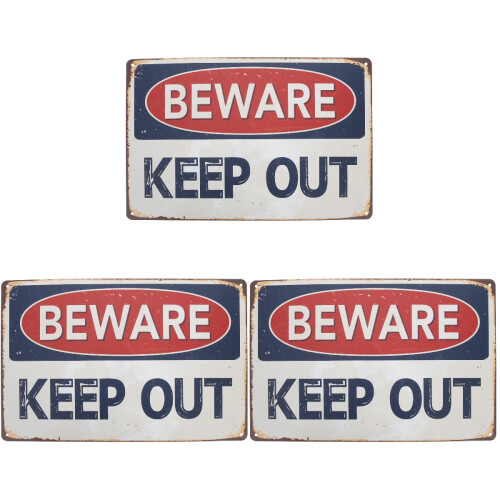 3Pcs Assorted Garden Warning Signs Durable Iron Sheet Yard Caution 1