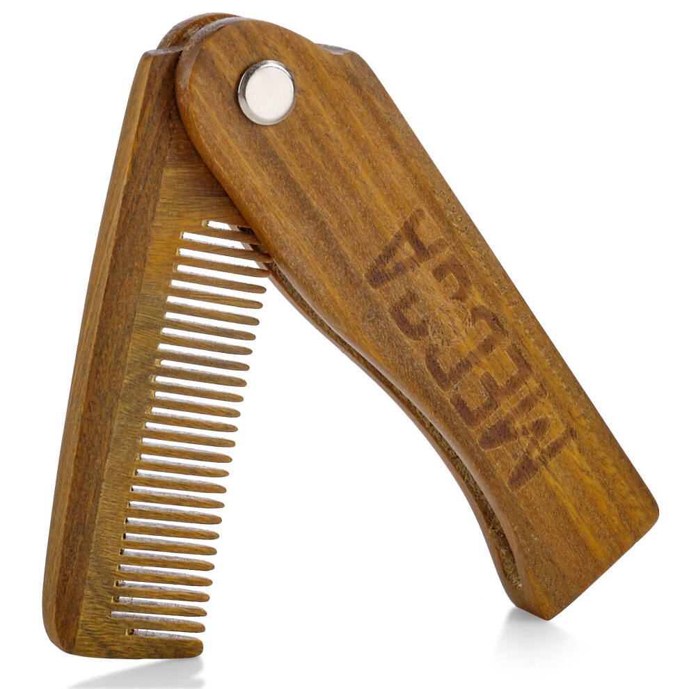 Unisex Wooden Beard Comb Folding Pocketsized Fine Tooth For Men Beard Mustache Hair Styling