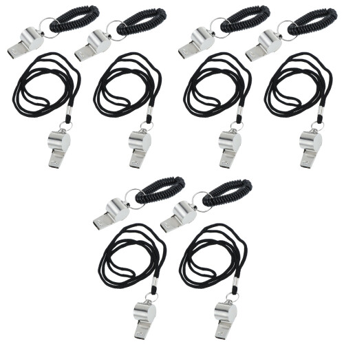 12Pcs Silver Referee Whistles Metal Durable Lightweight with Keychain 2
