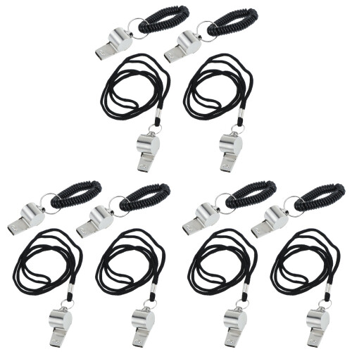 12Pcs Silver Referee Whistles Metal Durable Lightweight with Keychain 1