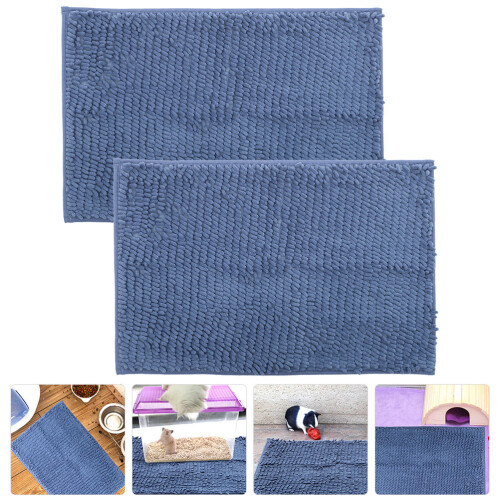 6Pcs Dark Blue Guinea Pig Pee Pads Washable Chenille Cage Liners 2
