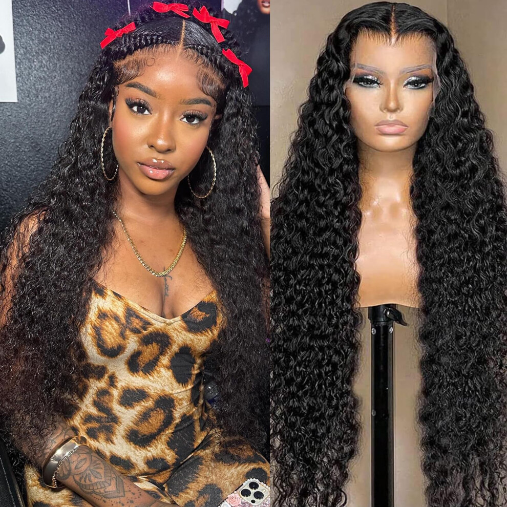 13x4 HD Transparent Deep Wave Lace Front Wigs Human Hair 200% Density Deep Curly Human Hair Wigs  24 Inch Curly Human Hair Wig