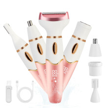 Women's Electric Shaver 4 in 1 Painless Hair Removal Bikini Trimmer USB Rechargeable IPX7 Waterproof
