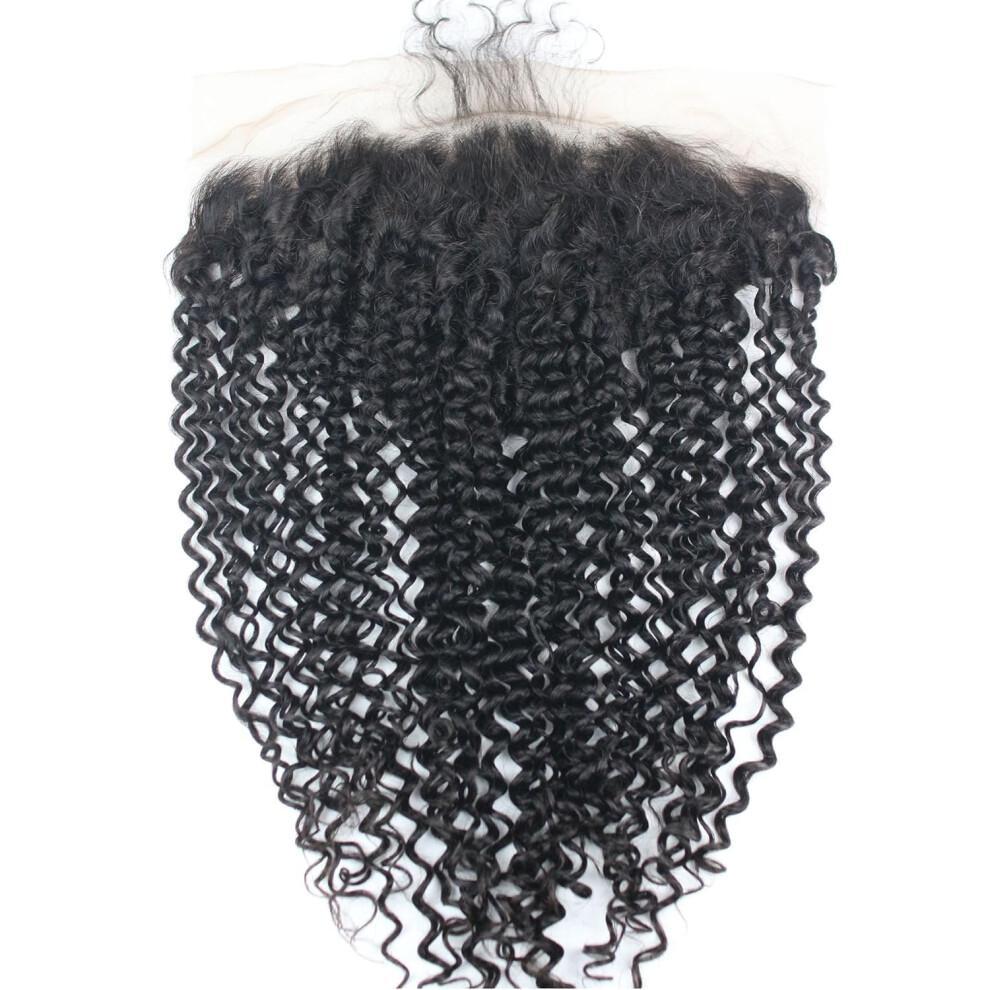 Unisex 13X6 Transparent Lace Frontal Wig Kinky Curly Brazilian Human Hair 16 Inch Preplucked Baby Hair