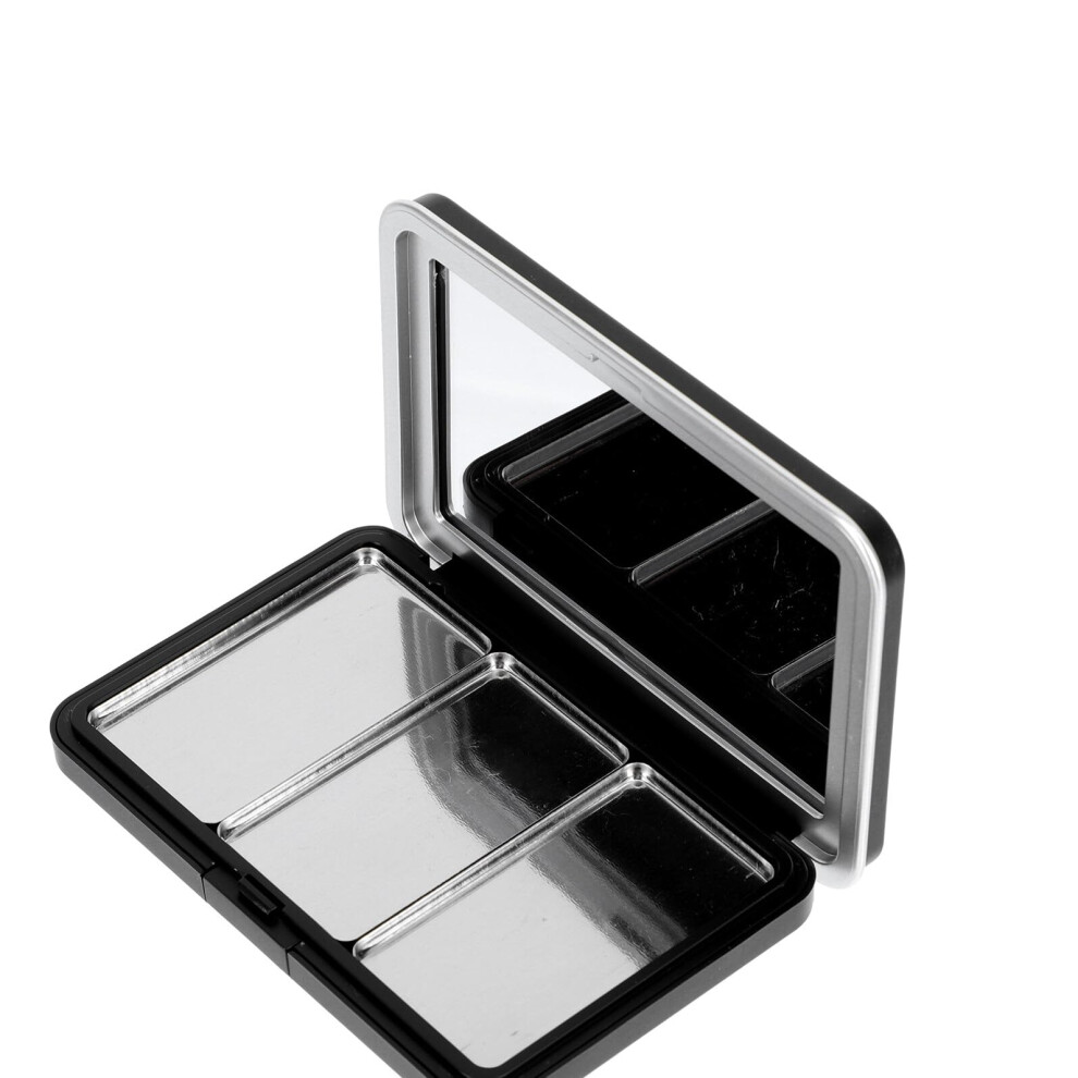 Black Magnetic Makeup Palette Refillable 3Grid Travelfriendly Case For Eyeshadow Blush Lipstick