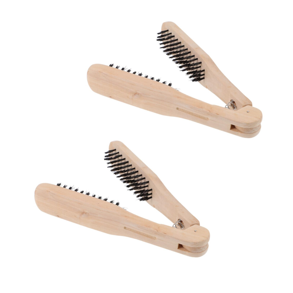 Hair Straightening Comb Set with V Shaped Wooden Design, Ergonomic Grip, Salon Professional for Women