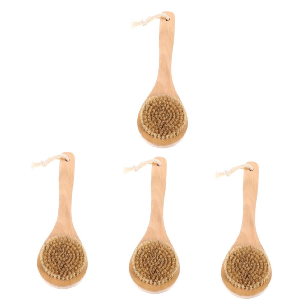 Bath Brush and Body Scrubber Set with Wooden Handle Soft Bristles for Gentle Exfoliation and Massage