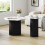 Modern Round Coffee Table & Side Table Set - Fluted Black Pedestal with White Marble-Effect Tabletop 5