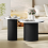 Modern Round Coffee Table & Side Table Set - Fluted Black Pedestal with White Marble-Effect Tabletop 2