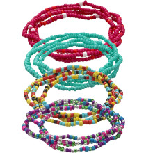 8Stk Elastische Bauchkettchen in Leuchtenden Farben, Damen Schmuckset
