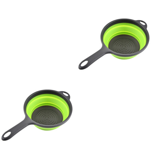 2 Pcs Vegetable Fruit Drain Washing Basket For Kitchen Green 2