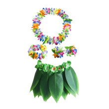 5Pièces Ensemble Jupe Hula Verte Pour Danse Et Bracelets
