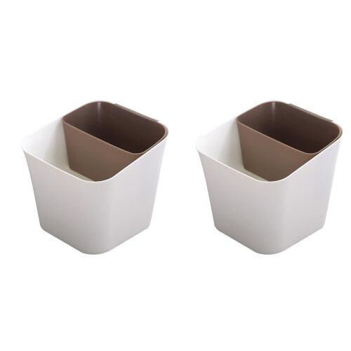 2Pcs Coffee Home Garbage Can Simple Design Plastic Dry Wet Wastebin 1