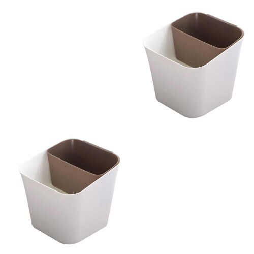 2Pcs Coffee Home Garbage Can Simple Design Plastic Dry Wet Wastebin 2