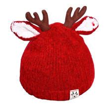 2Pcs Kids Hat Red Wool Cap Knitted Beanie Warm Stretchy Hat for Winter