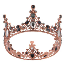 2Pcs Lightweight Rose Gold Bridal Crown Baroque Rhinestone Girl Tiara