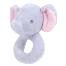 Grey Plush Baby Hand Bell Toy Soft Infant Rattle for Sensory Play