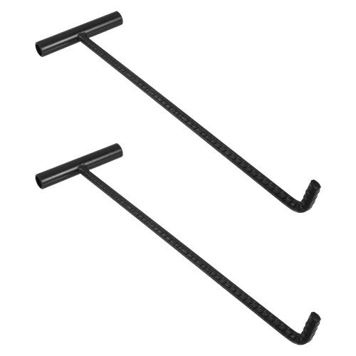 4Pcs Black Stainless Steel Manhole Lid Lifter Hook Practical Home Tool