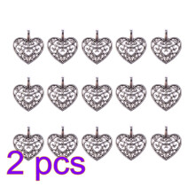 2 Pcs Heart Pendant Miss Jewelry Charm Necklace Girl Hollow Pendants