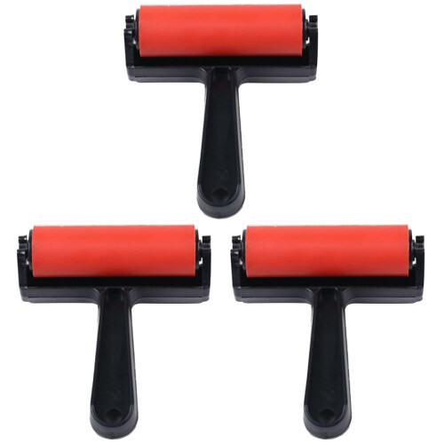 3Pcs Red Painting Rollers Handy Rolling Wheel Glue Ink Stamping Tools 1