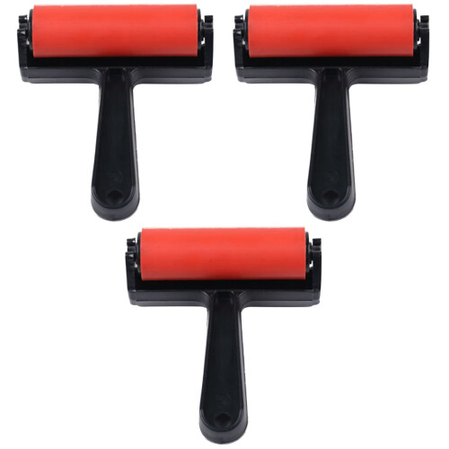 3Pcs Red Painting Rollers Handy Rolling Wheel Glue Ink Stamping Tools 2