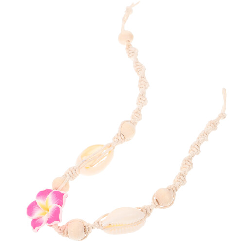 Beach Style Pendant Anklet Hawaiian Flower Shell Adjustable 2 Pcs 1