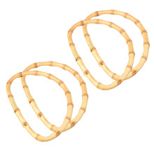 12Pcs D Shape Bag Handles Bamboo Material Light Brown for Handbag DIY