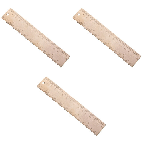 3Pcs Brass Rectangular Student Rulers Measurement Tools for School Use 2