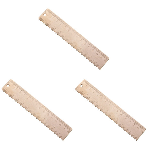 3Pcs Brass Rectangular Student Rulers Measurement Tools for School Use 1