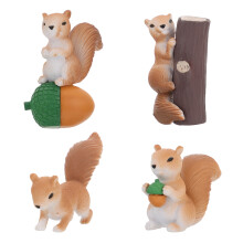 Set Of 3 Squirrel Figurine Ornament Funny Animal Toy Cartoon Model
