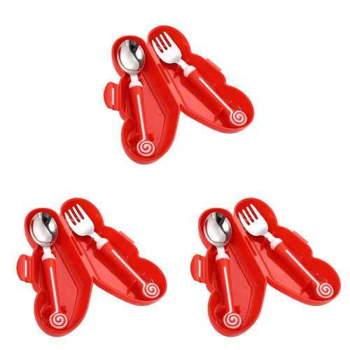 3Sets Kinderteller Besteckset Mit Lernlöffel Gabel 1