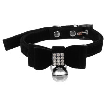 3St Zwarte Huisdier Halsband Met Strass En Bel, Voor Kat En Puppy