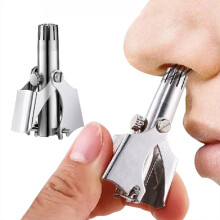 Manual Nose Hair Trimmer for Men and Women, Stainless Steel, Battery, Washable, Safety Blades