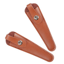 Hairdressing Scissor Pouch Leather Barber Holder with Blade Protection Compact PU Case Brown 2pcs