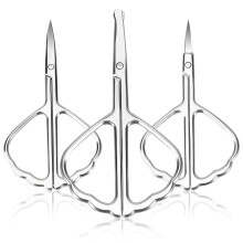 Grooming Scissors with Rounded Safety Tip for Facial Hair, Beard, Nose, Eyebrow Trimming, 3 PCS Silver