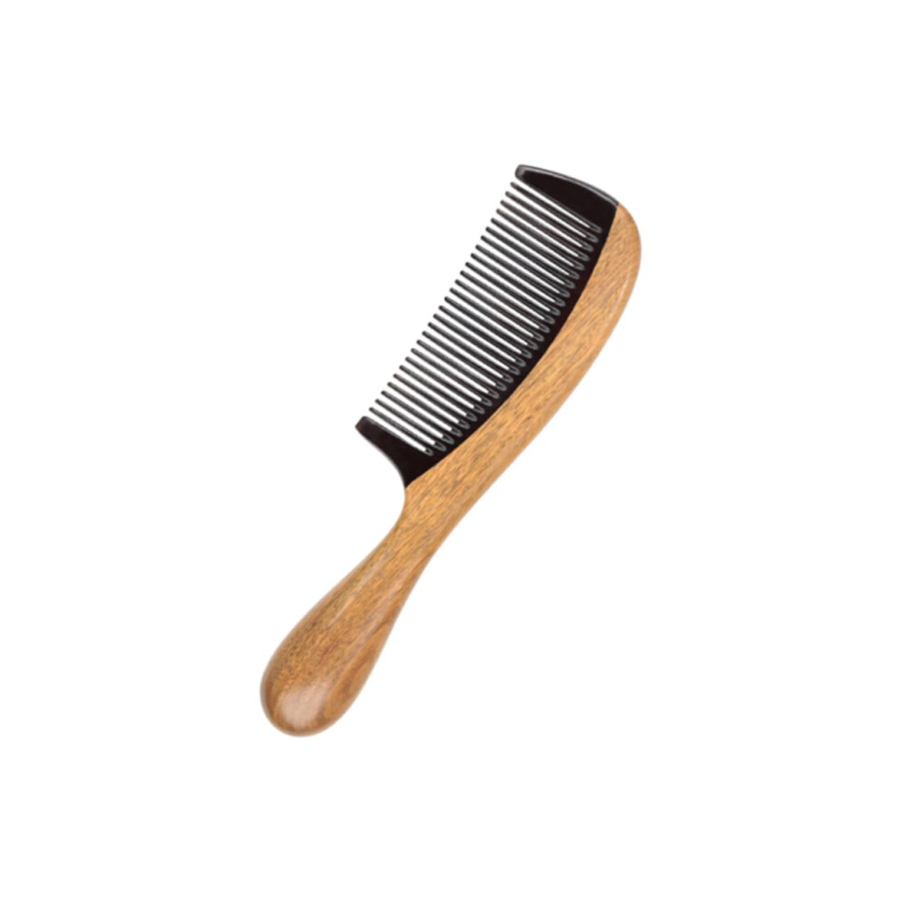 Unisex Natural Sandalwood Wood Comb With Round Handle For Gentle Scalp Care And Reduced Static