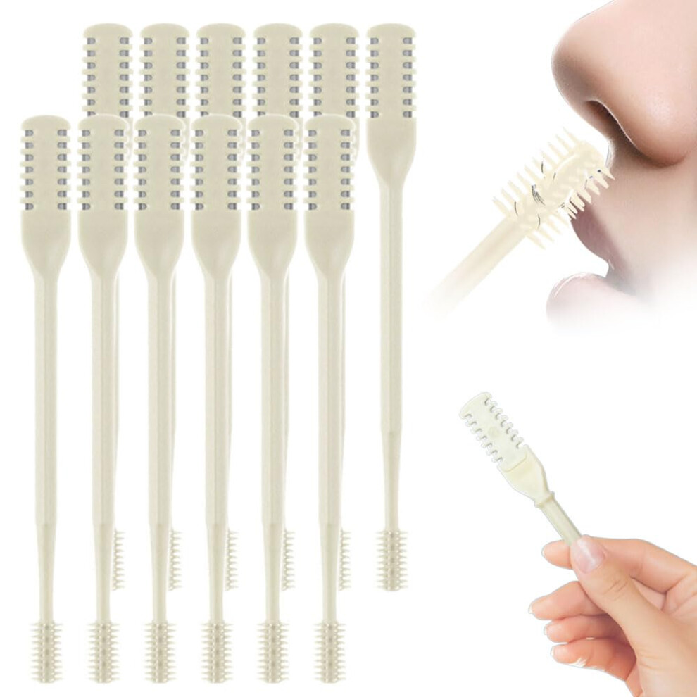 White 2In1 Manual Nose Hair Trimmer 360 Rotating Dual Blade With Ear Picker For Men And Women 12Pc