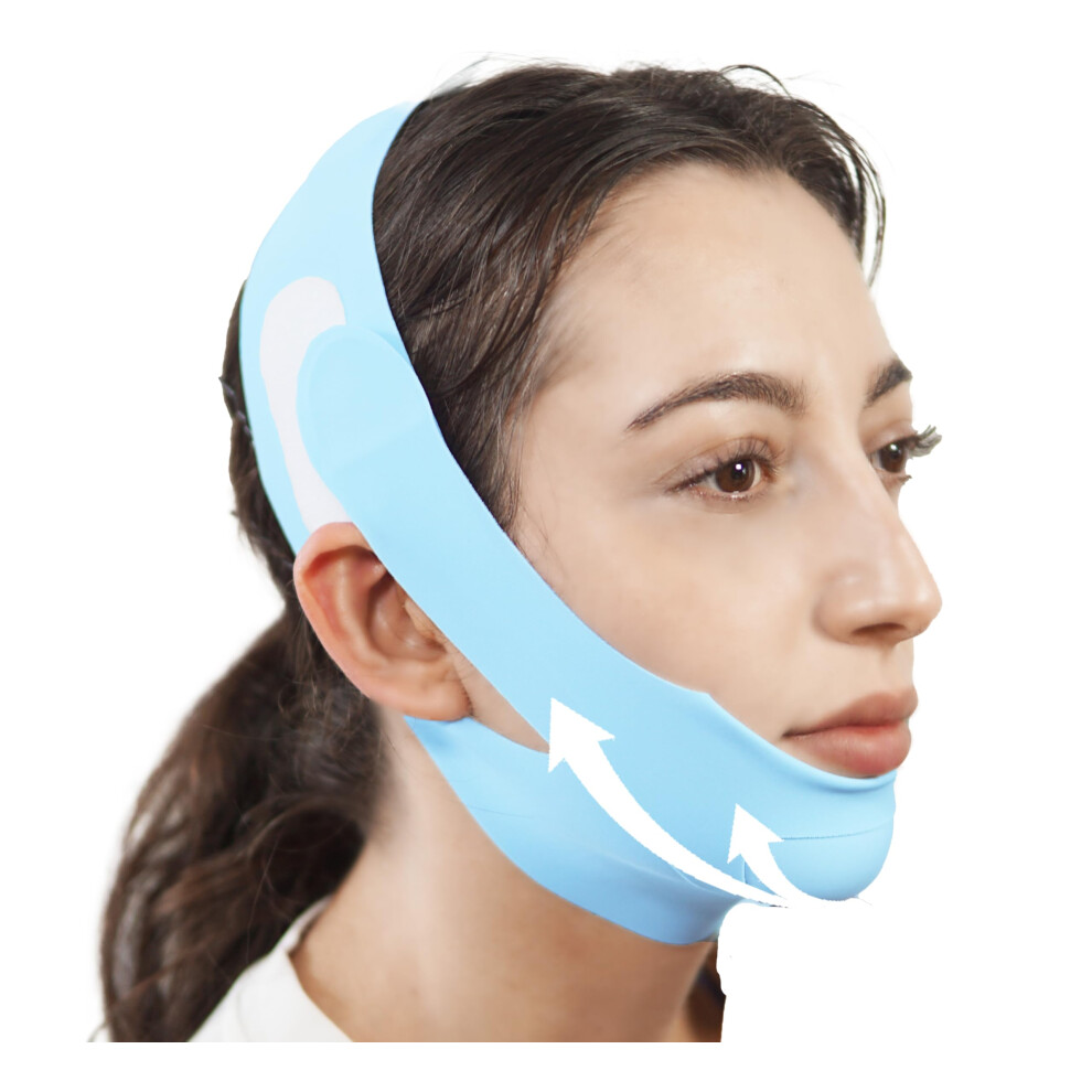 Blue V Line Lifting Mask Chin Strap For Double Chin, Adjustable Jawline Shaper For Sleeping,