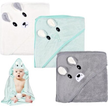 3-teiliges Baby-Badetuch, Badeumhang für Babys, Frottee-Handtuch, weich und stark saugfähig, 80 x 80 cm Badeumhang