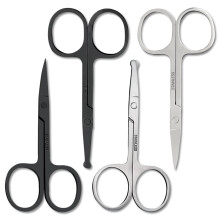 4 Pack Stainless Steel Facial Hair Scissors Set with Curved Blades and Safe Tips for Men and Women