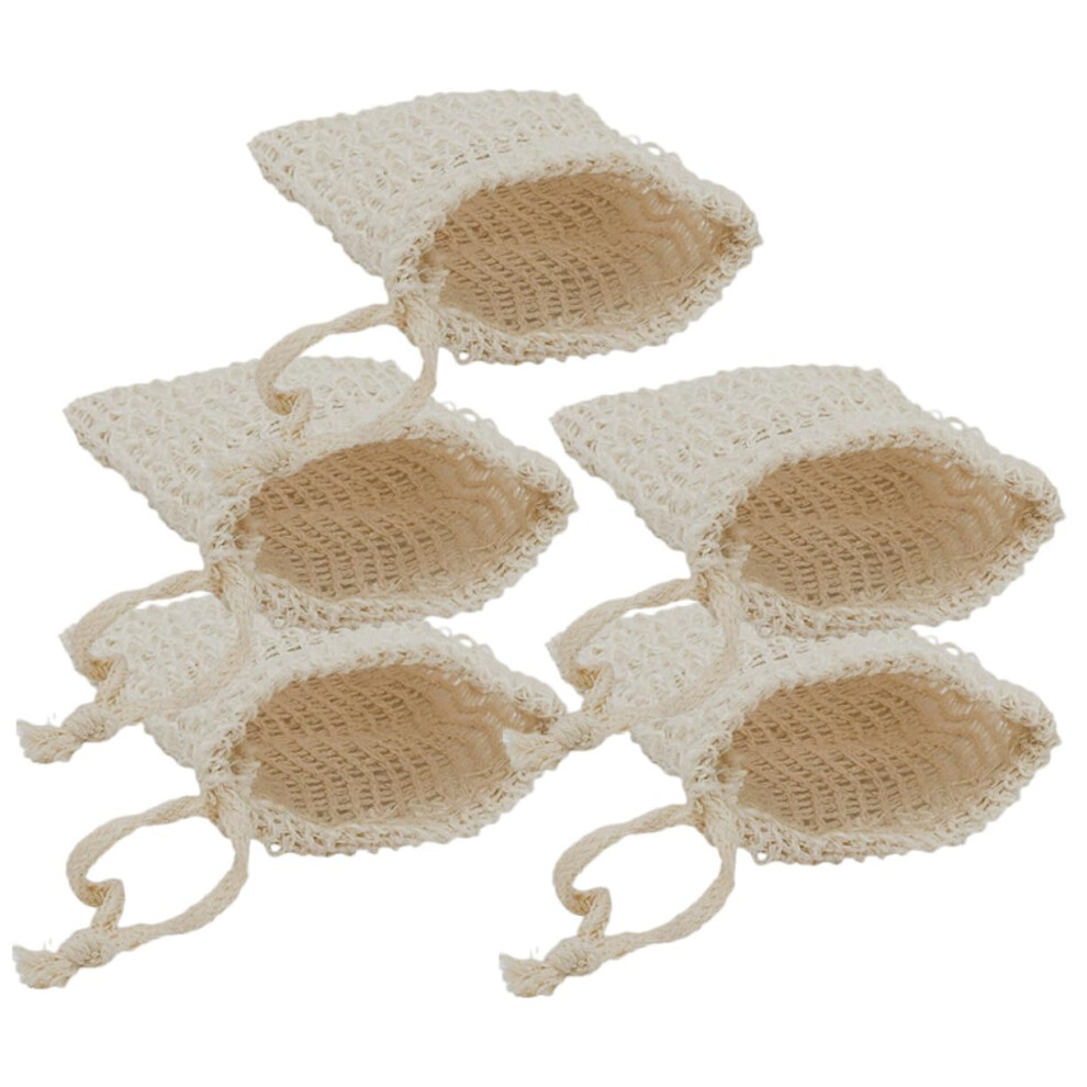 Soap Saver Bag Mesh Pouch for Shower Gentle Exfoliation and Rich Foam, 5pcs Cotton Linen Travel