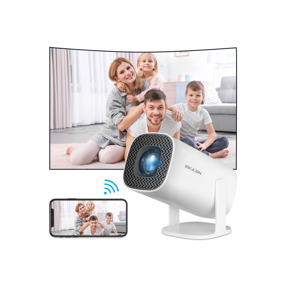 Mini-Videoprojektor, unterstützt 4K 1080P, Android, 8 GB, WLAN, tragbarer HD-LCD-Projektor, verstellbarer Winkel, Kino, HD-IN, USB, AV, Weiß