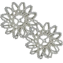 2Pcs White Pearl Hair Bun Cover Elastic Ballet Hair Net with Elegant Pearl Design and Secure Hold