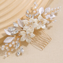 Gold Bridal Hair Comb with Crystals, Floral Wedding Hair Accessory for Brides and Bridesmaids