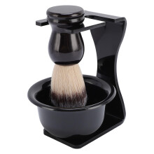 Shaving Brush Set for Men with Soft Nylon Bristles, Travel Beard Grooming Kit and Lather Bowl