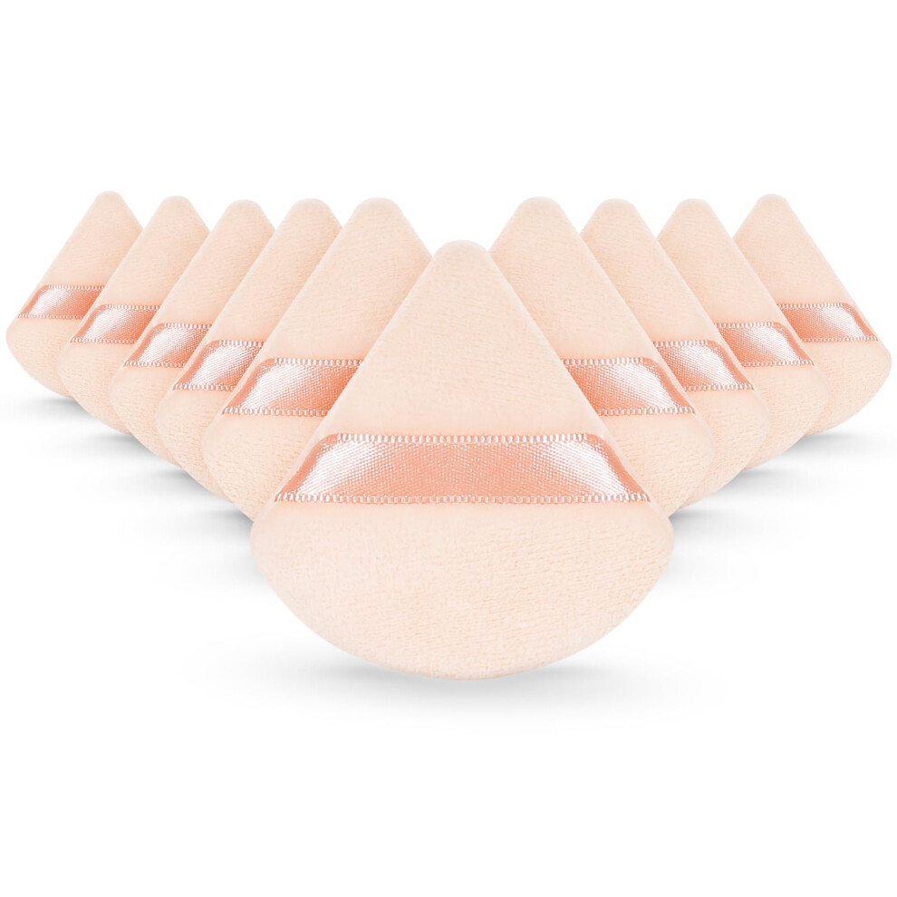 10 Pcs Makeup Powder Puff Set, Velour Triangle Design, Soft Plush for Foundation and Contouring